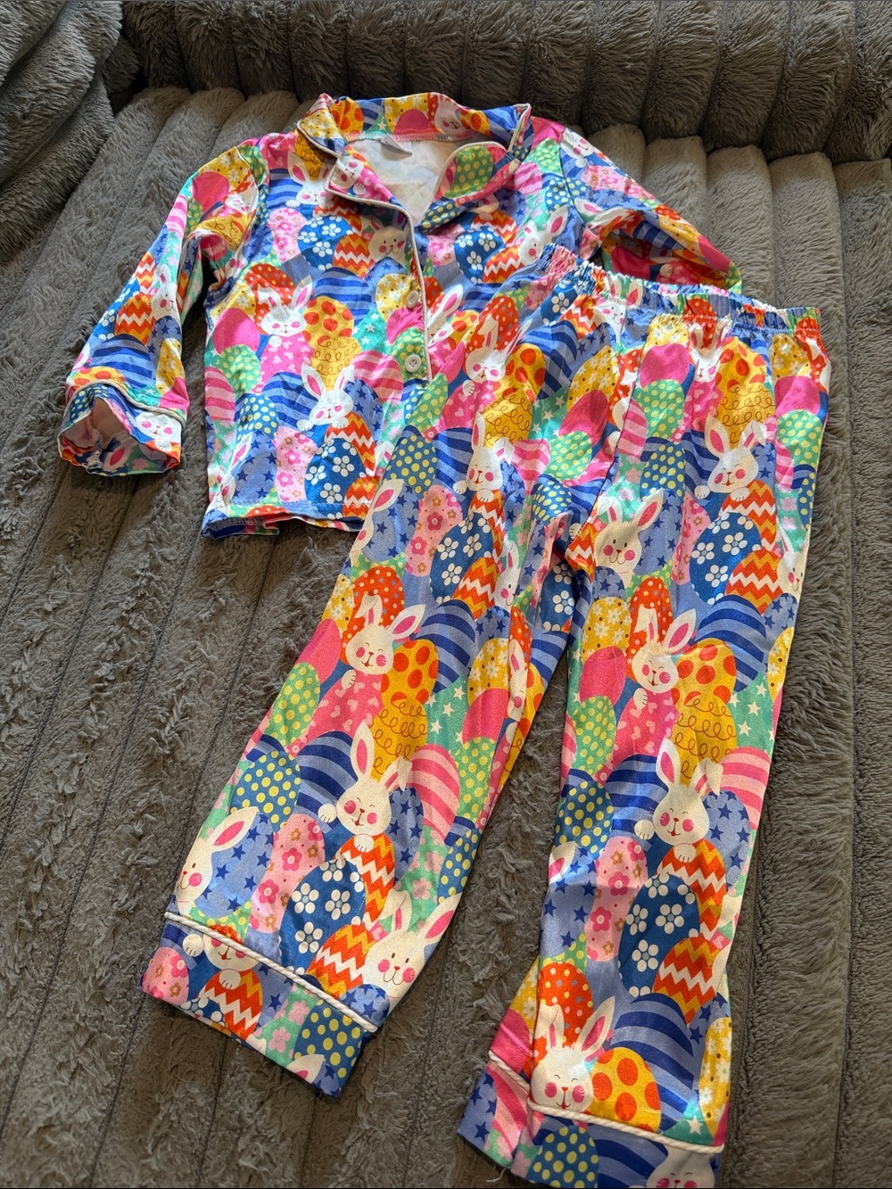 Kids Bunny Print Multicolor Pajama Set, 2-3 Y